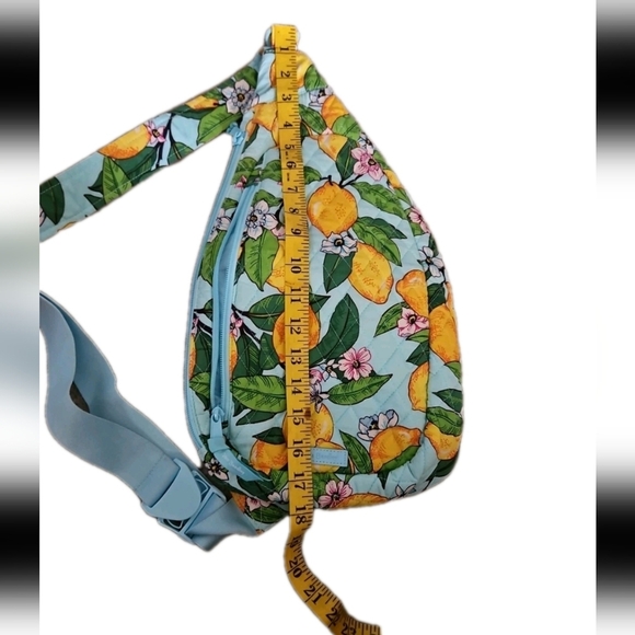Vera Bradley Blue And Yellow Lighten Up Essentials Lemon Grove Sling Bag - Picture 10 of 11